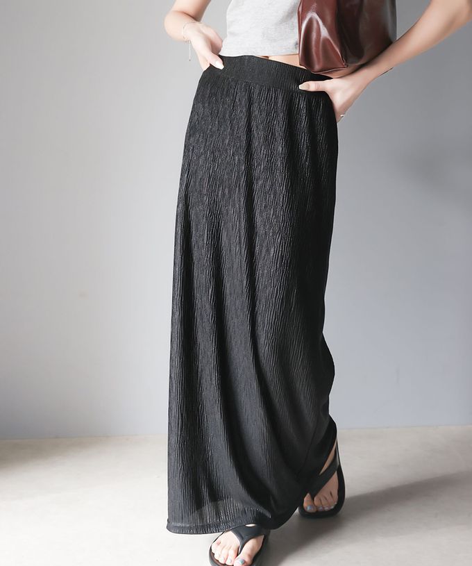 日本 Classical Elf - 小華麗光澤纖細修身長裙-黑