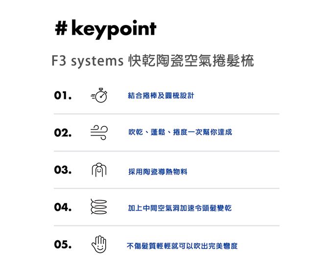 韓國 F3 systems - 快乾陶瓷空氣捲髮梳
