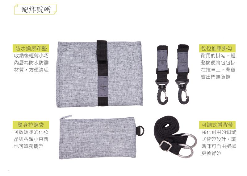 德國 Lassig - 時尚單寧托特媽媽包-刷色灰-含尿布墊+推車掛勾+保溫瓶收納包+小收納包+長背帶