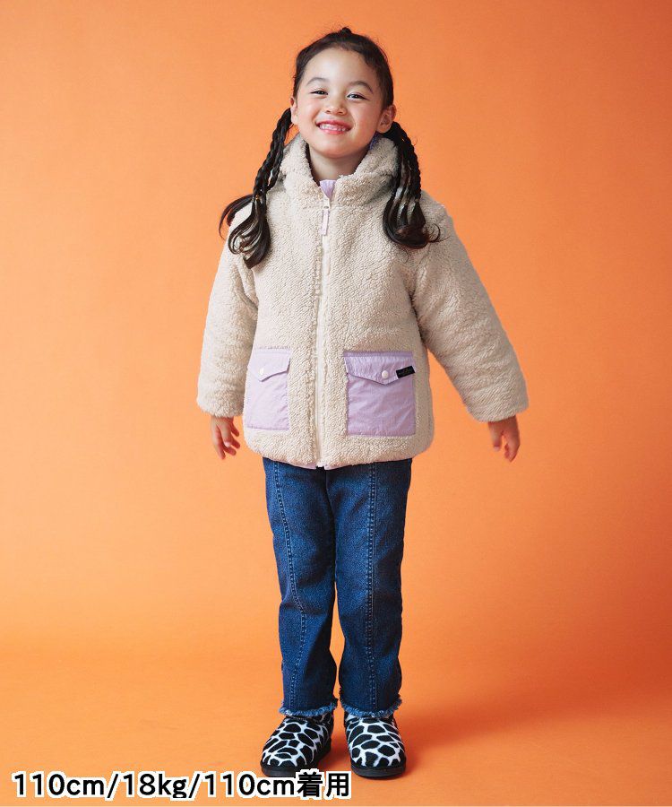 日本 BREEZE - [雙面穿]絨毛鋪棉繽紛保暖外套-黑系&迷彩