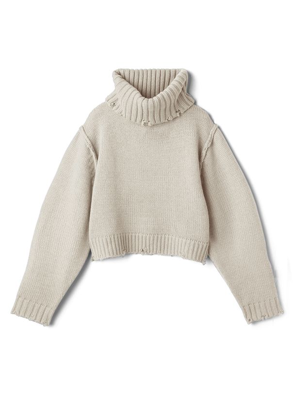 日本 GRL - 寬鬆大高領短版針織毛衣-藍