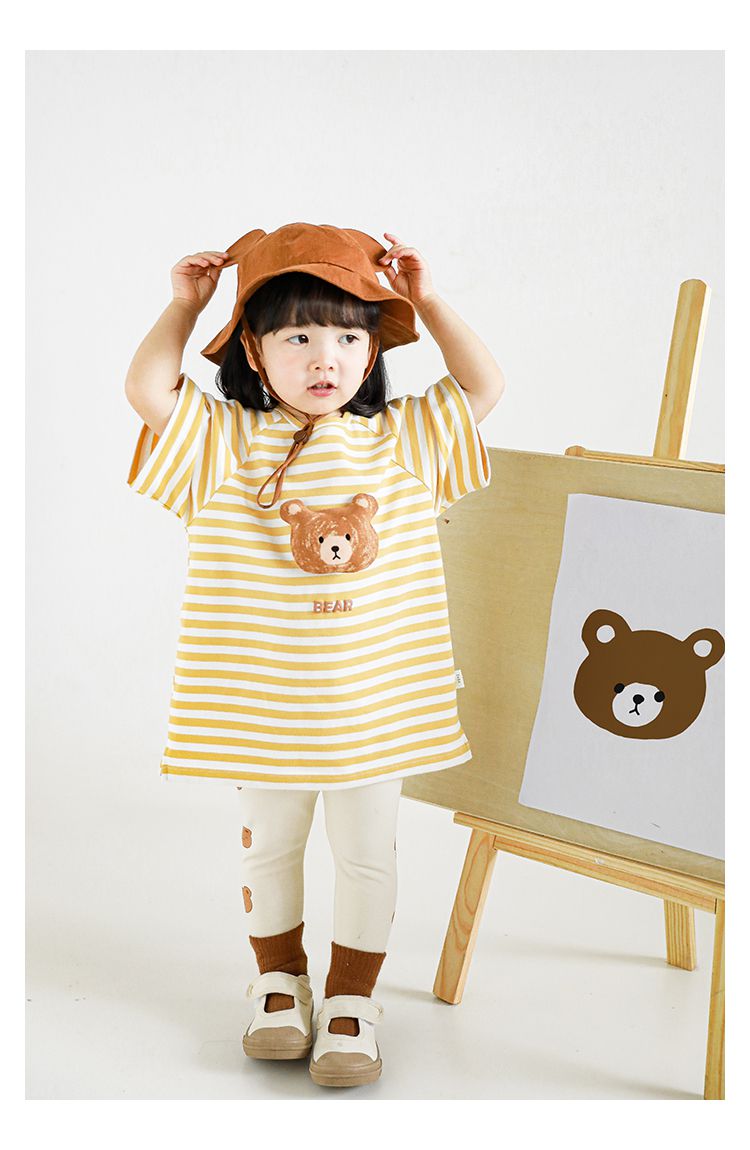 立體條紋休閒短袖上衣-小鴨-粉色