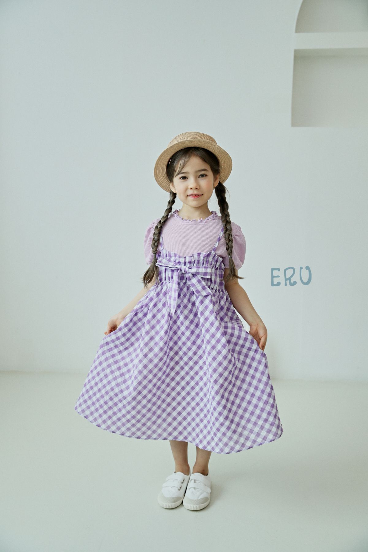 韓國 ERU - 捲捲邊公主袖上衣-紫