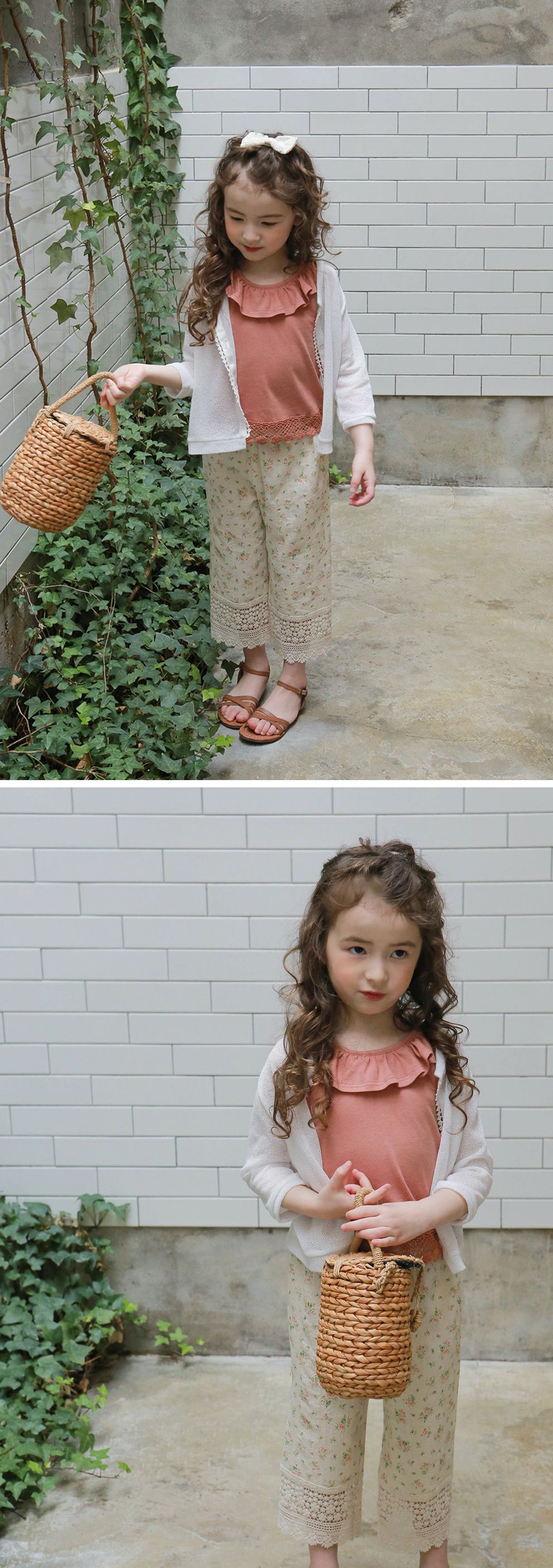 韓國 PuellaFLO - 荷葉圓領菱格鏤空露背上衣-磚紅