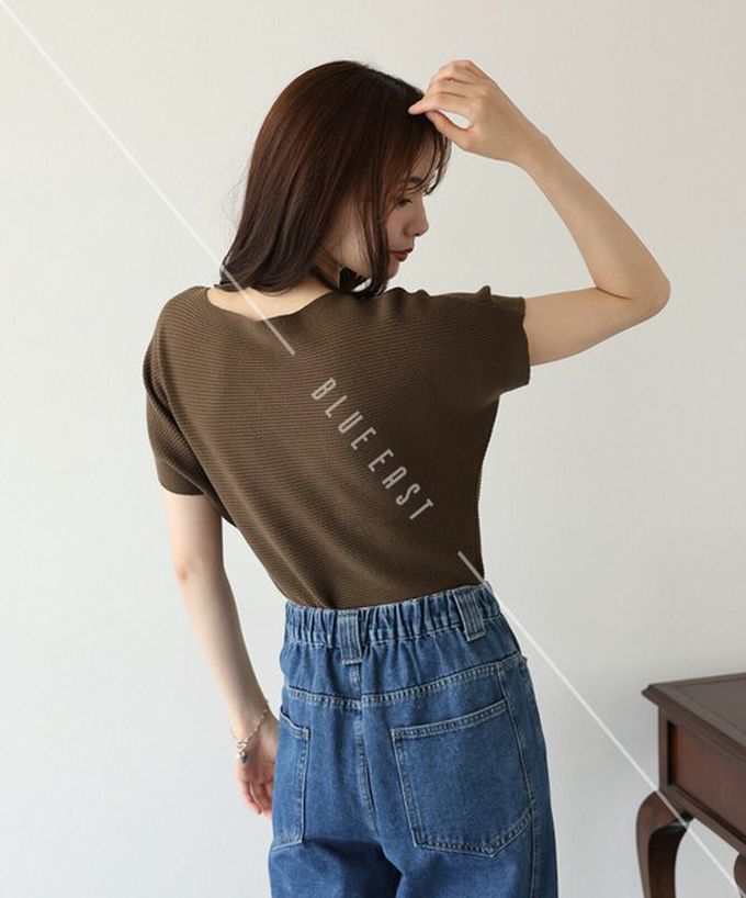 日本 BLUE EAST - 美型修身柔軟羅紋蝙蝠袖上衣-黑