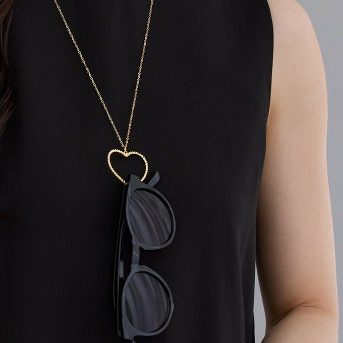 日本 Melody Accessory - 典雅心型2way長項鍊/眼鏡鍊-銀