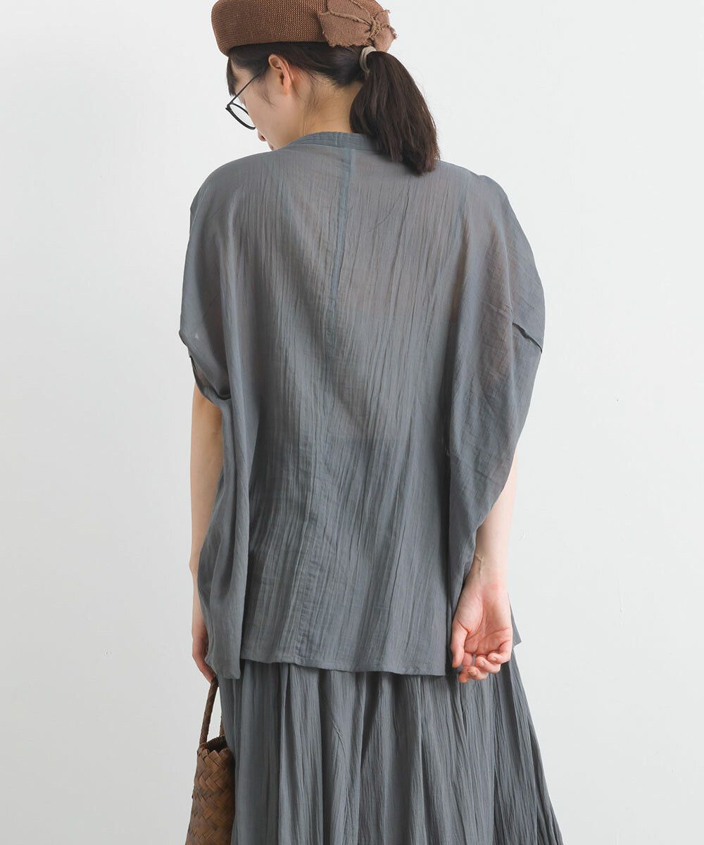 日本女裝代購 - 100%印度棉 空氣感落肩短袖上衣-淺卡其