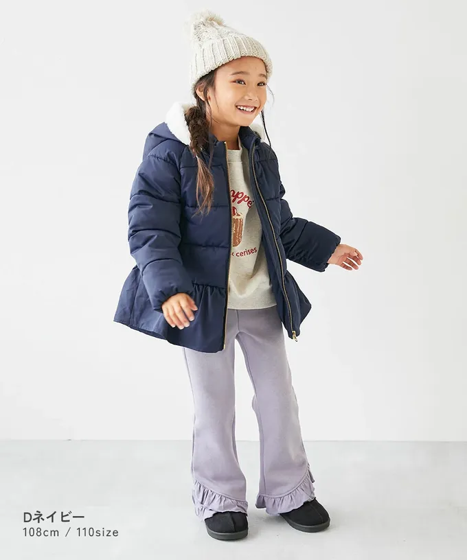 日本 devirock - 甜美下擺輕暖纖維羽絨外套(毛帽可拆)-紫紅