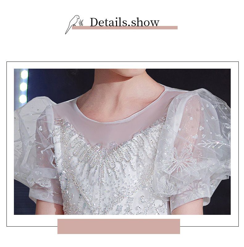 公主風卡肩短袖禮服-小圓擺款-香檳色