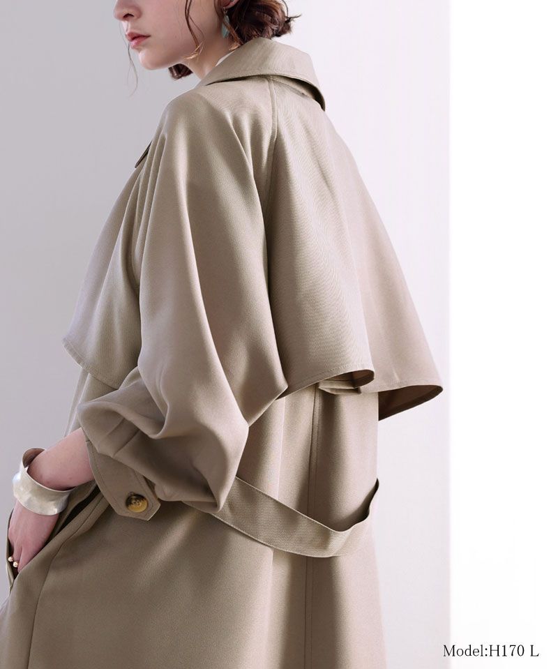 日本 Classical Elf - 復古立領收腰長版風衣-摩卡