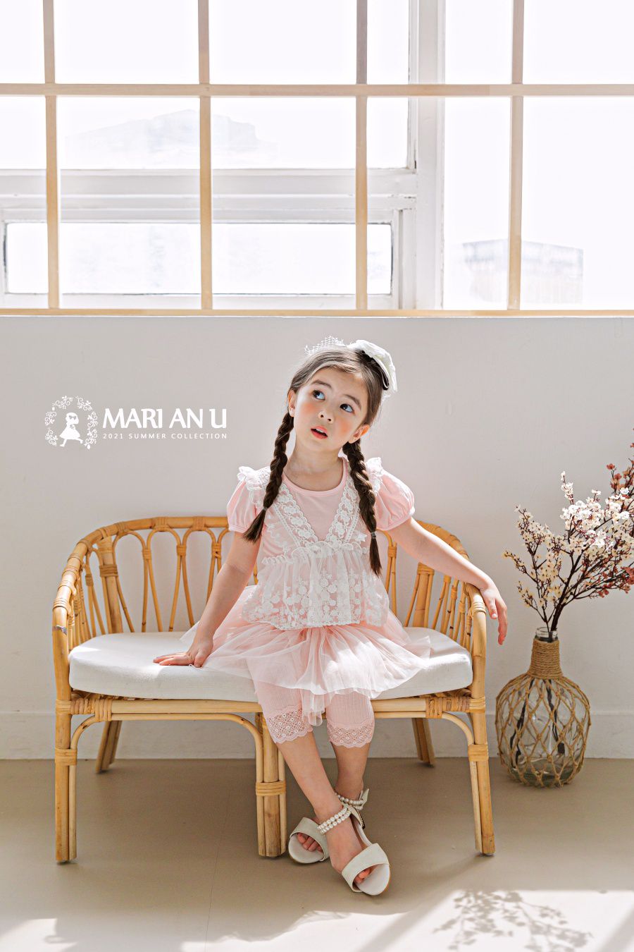 韓國 mari an u - 雙層網紗菱紋雕花褲裙-粉紅