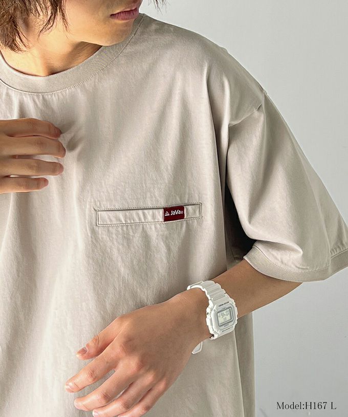 日本 Classical Elf - 純棉光澤感率性紅標抽繩T恤-卡其棕