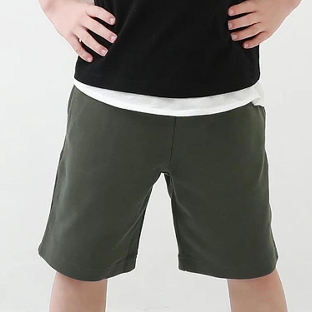 日本 devirock - 純棉 透氣休閒百搭五分褲-橄欖綠