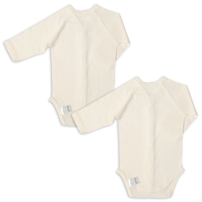 akachan honpo - 長袖有機包屁衣2件組-前開式-象牙白色