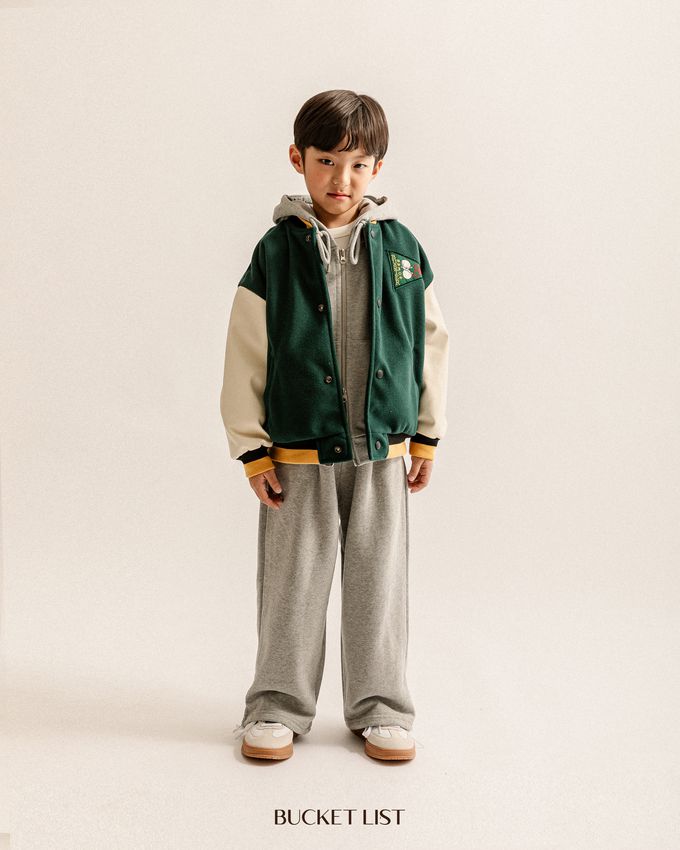 韓國 BUCKET LIST - 經典學院風撞色棒球外套-綠