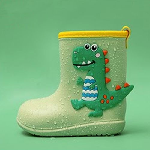 Cheerful Mario - 兒童雨鞋-綠色恐龍
