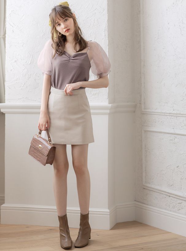 日本 GRL - 百搭簡約短裙-象牙杏