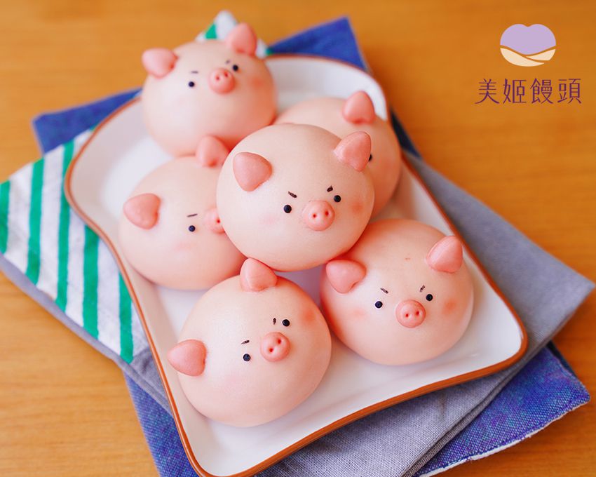 美姬饅頭 - 怒吃小豬鮮乳造型饅頭 (6入)-35g