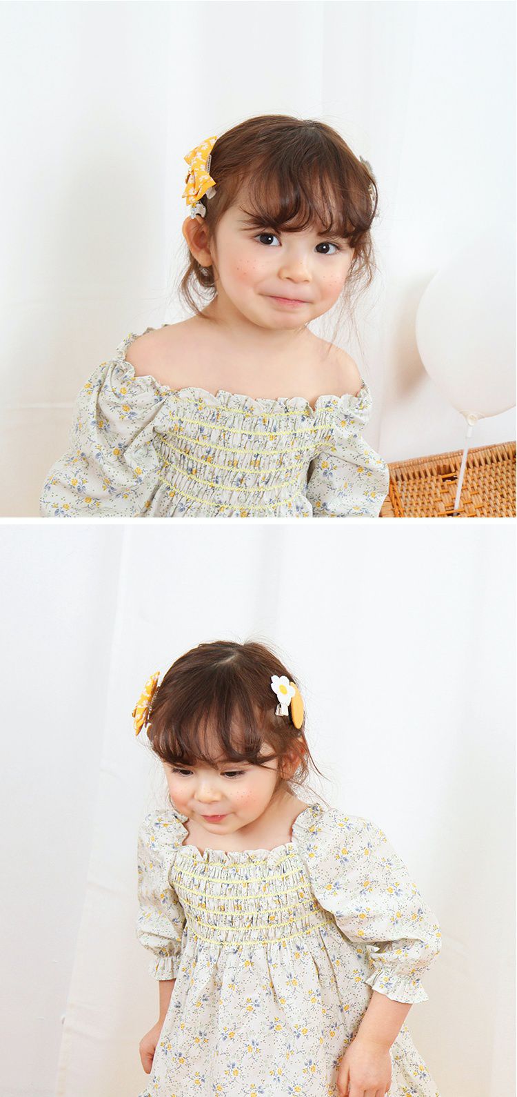 韓國 Babyblee - 雛菊花朵髮夾/髮飾4入組-芥末黃