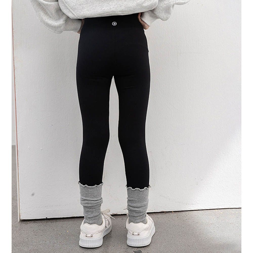 (無縫款)專為兒童設計彈力瑜珈褲/鯊魚褲-黑色