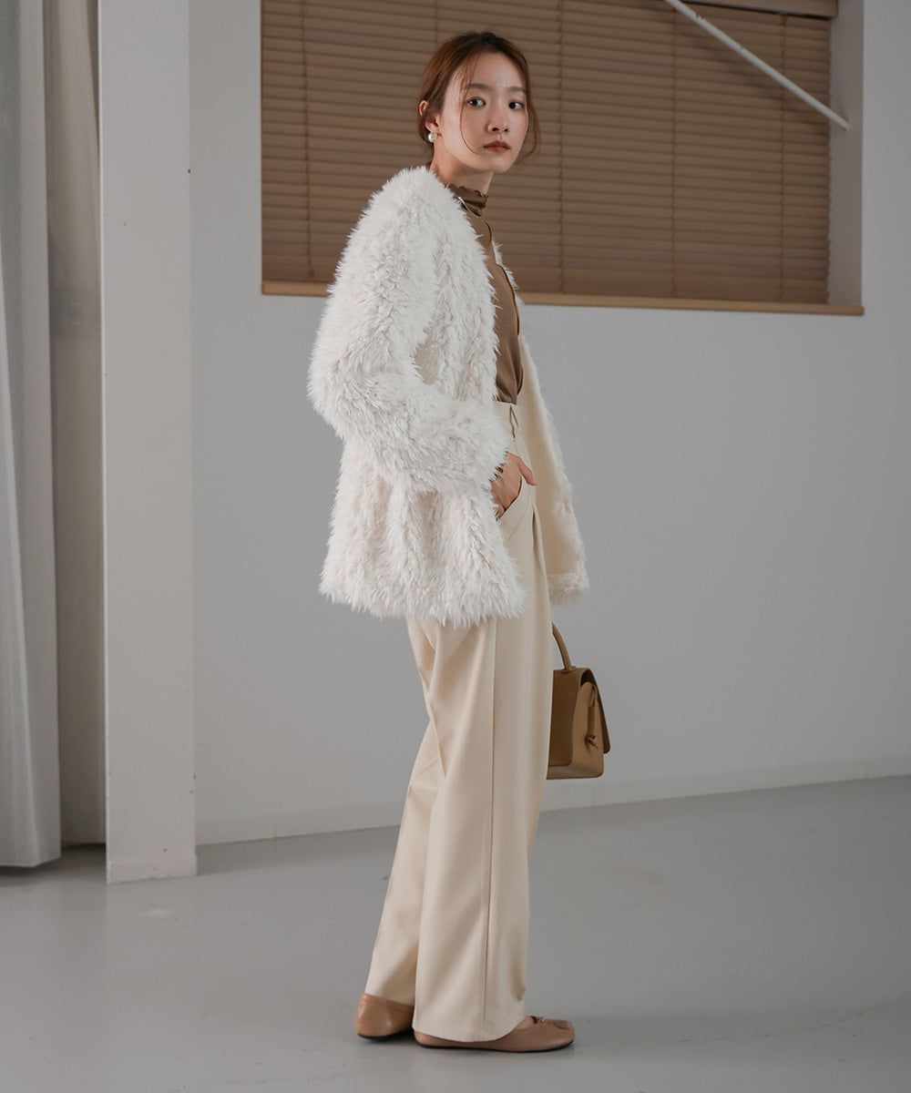 日本 Bab - 蓬鬆存在感絨毛開襟外套-淺粉紅