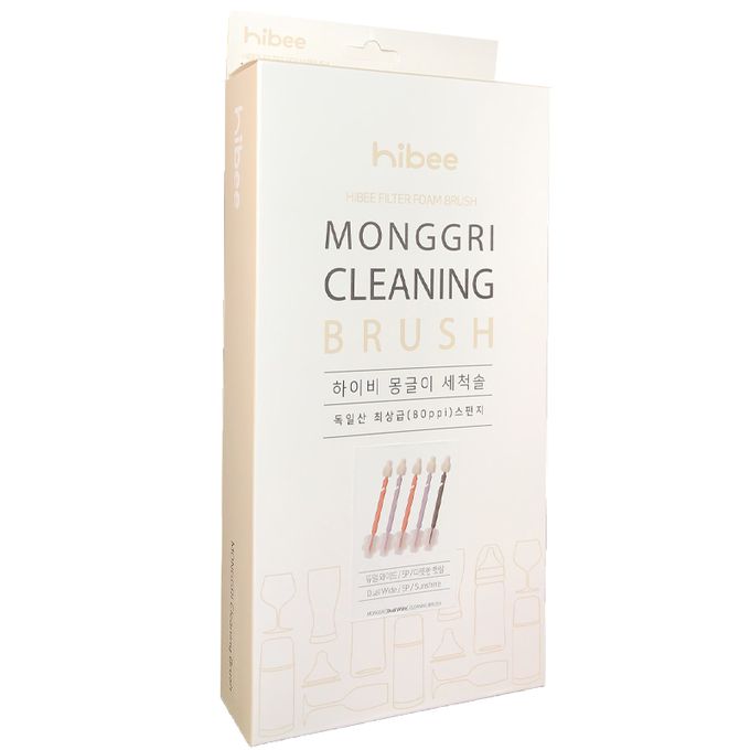 正韓 hibee - 極柔細水壺/杯子/保溫瓶/奶瓶 雙面萬用海綿刷(5入組)_雙頭雲朵海綿刷+海綿隙縫刷-HFB005