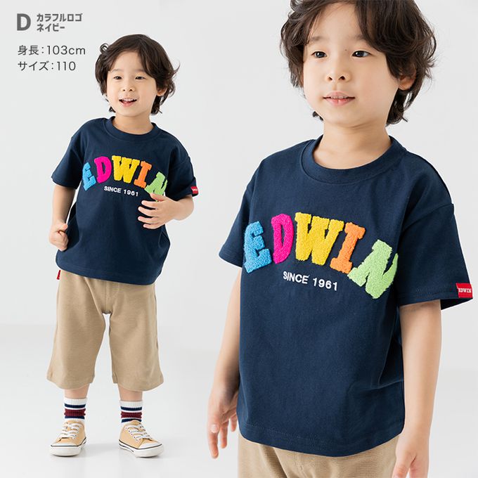 日本 Chil2 - EDWIN聯名 純棉短袖上衣-彩色標語-炭灰