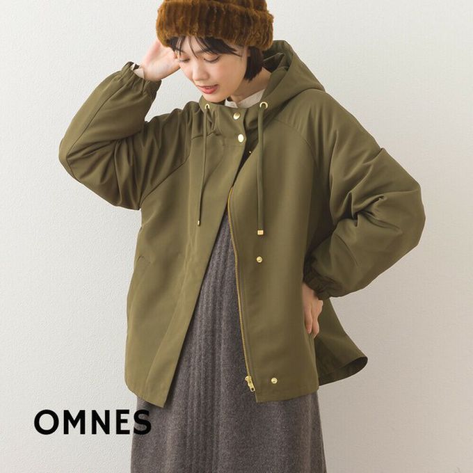 日本 OMNES - [經典款]防潑水派克連帽風衣外套-黑