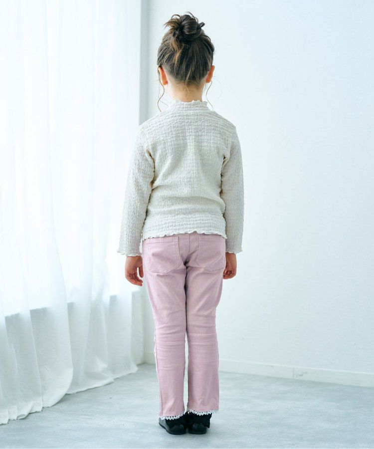 日本 apres les cours - 下擺蕾絲小喇叭美腳長褲-粉紅