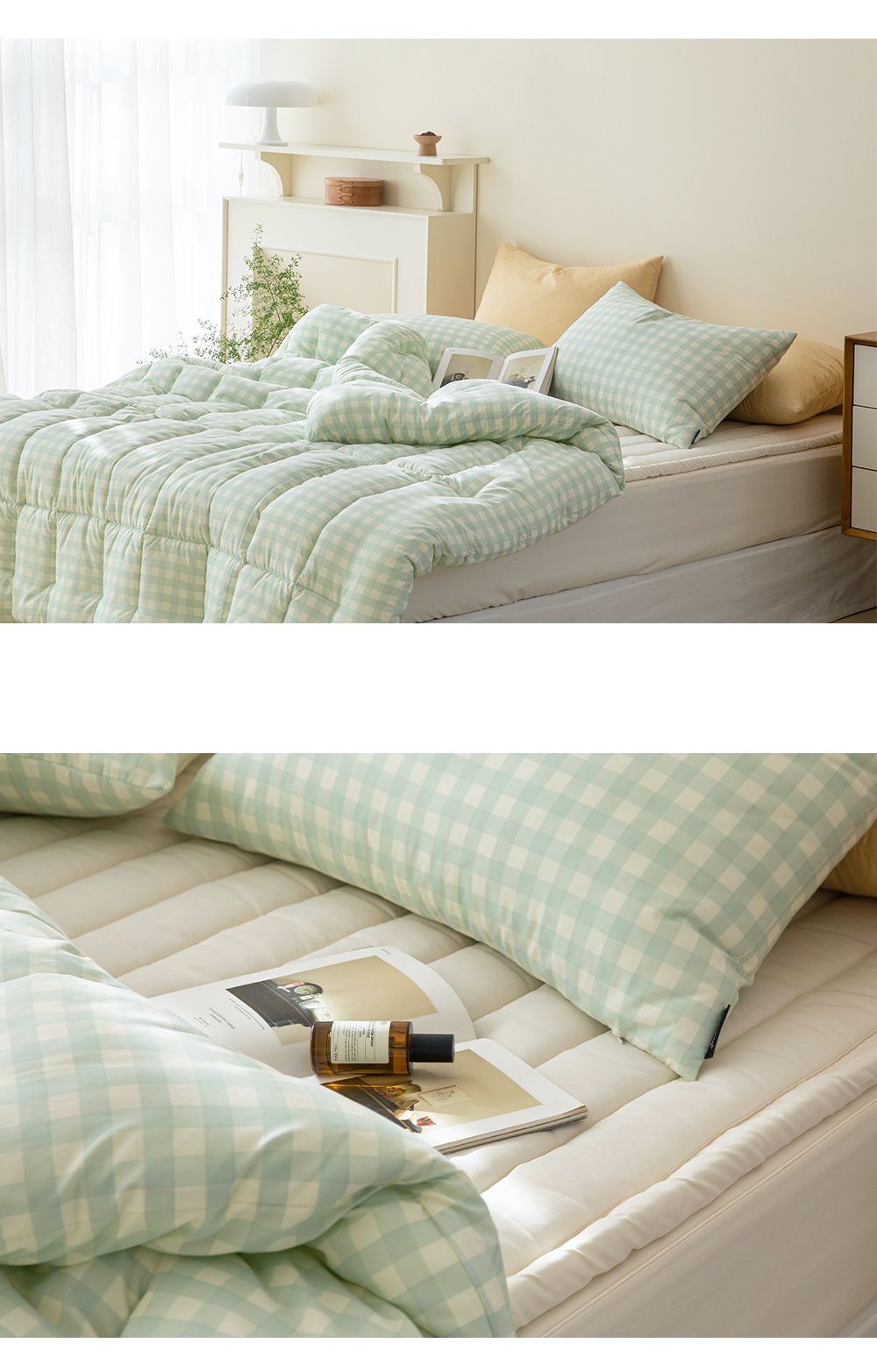 韓國 Maatila - 可水洗超細纖維桃皮感四季被-綠茶鬆餅