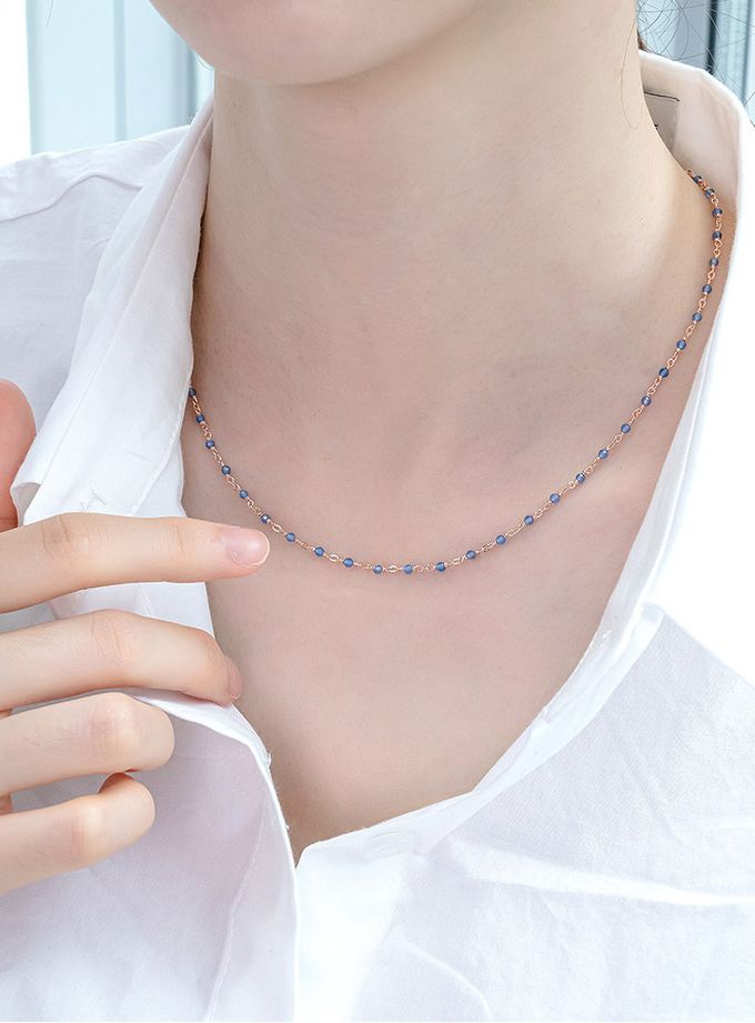 韓國 Soo&Soo - (925純銀)古典藍玉髓項鏈 (長度40cm)