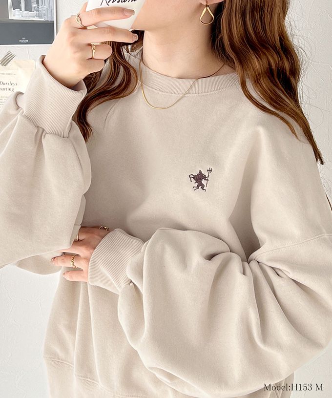 日本 Classical Elf - 低調logo刺繡裏毛休閒T恤-杏