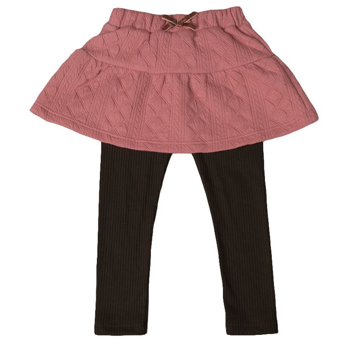 akachan honpo - 10分假兩件裙褲-鋪棉-粉紅色