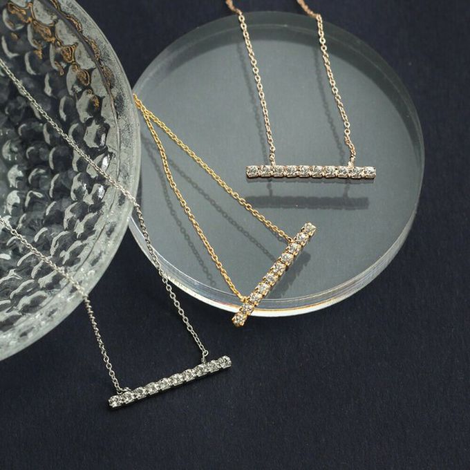 日本 Melody Accessory - 日本製 優雅橫式水鑽氣質款項鍊