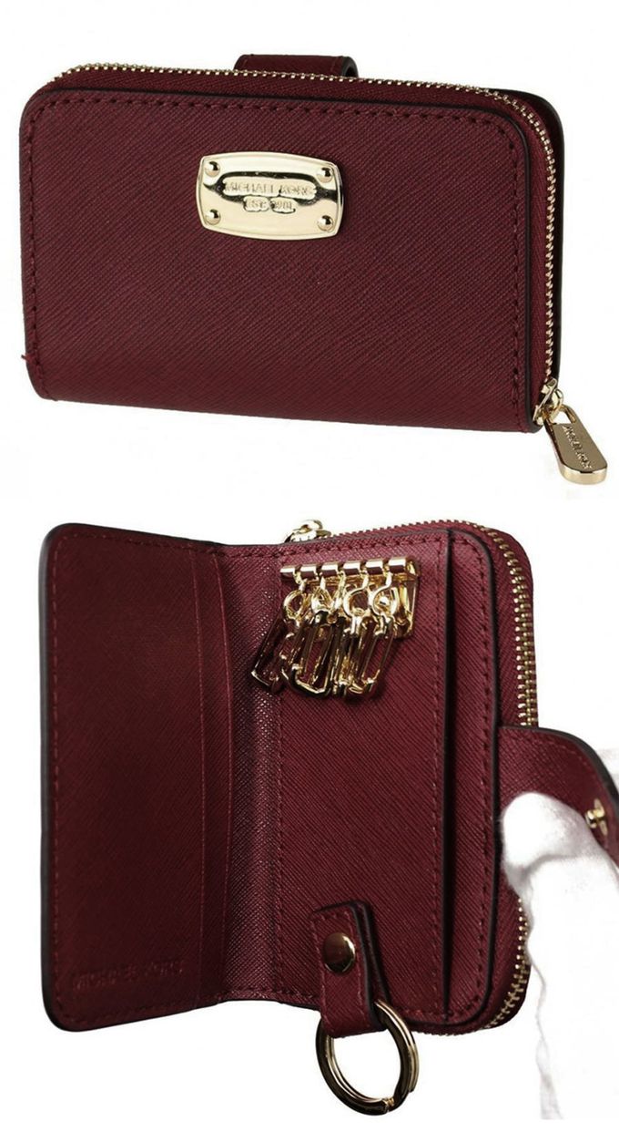 MICHAEL KORS - 飾牌LOGO皮革零錢包 (酒紅)
