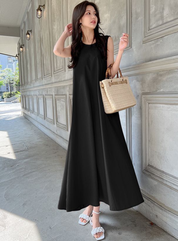 日本 GRL - 優雅後綁帶修身無袖洋裝-淺軍綠