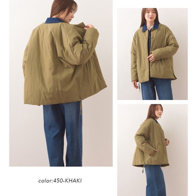 日本 OMNES - 側拉鍊造型科技羽絨無領保暖外套-淺卡其