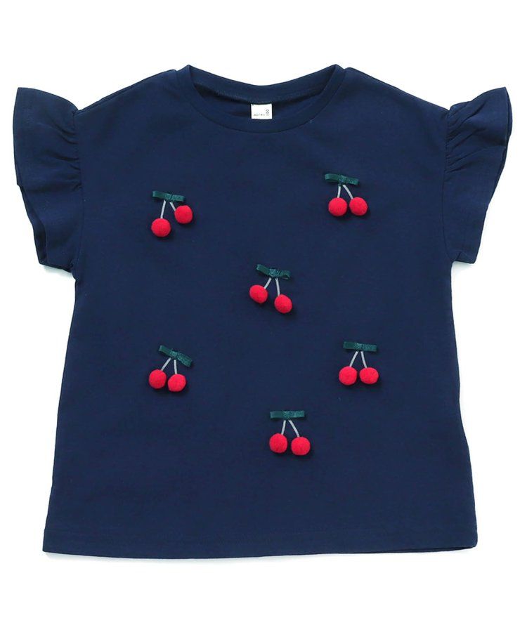 日本 apres les cours - 可愛感荷葉邊短袖上衣-小白花-淡黃