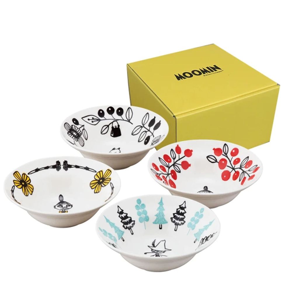 日本山加 yamaka - moomin 嚕嚕米彩繪陶瓷碗禮盒4入組-MM1400-185