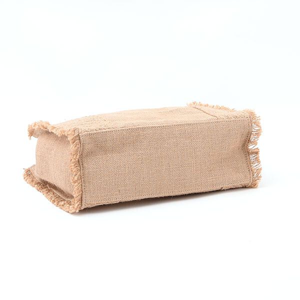 日本 COOCO - 棉麻流蘇大容量方型手提包-焦糖 (30x26x12cm)