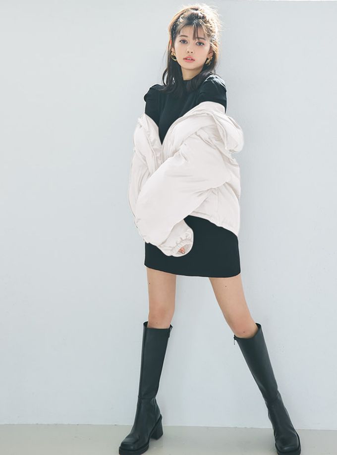 日本 GRL - 防風領百搭鋪棉短版外套-白 (F)