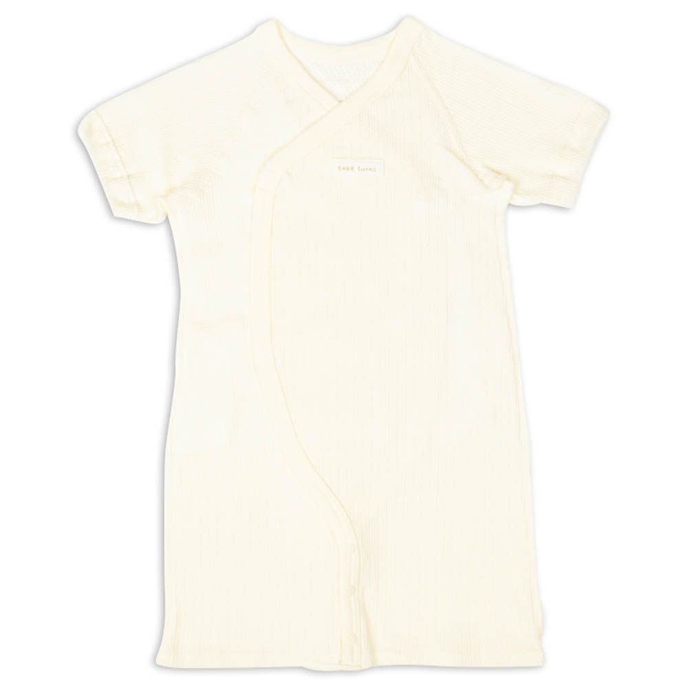 短袖連身衣-附內衣-象牙白色 (50~60cm)