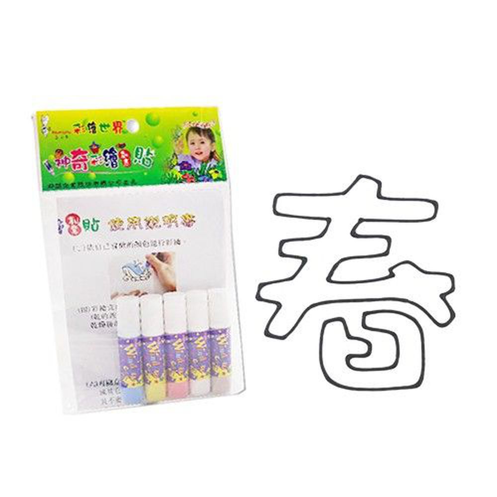 愛玩色創意館 - 彩繪玻璃貼隨手包-26春-6ml彩繪筆*5+圖框*1+說明書