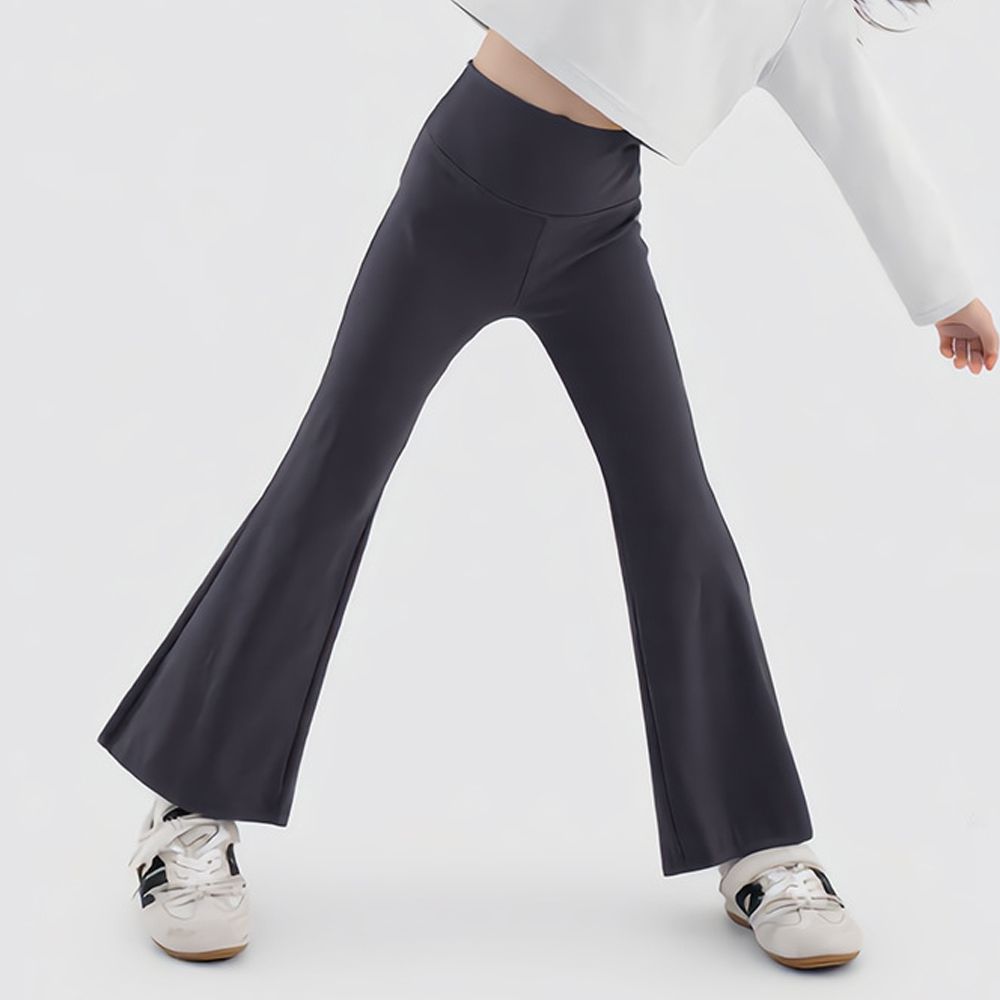 高彈3D剪裁運動喇叭褲-深藍灰