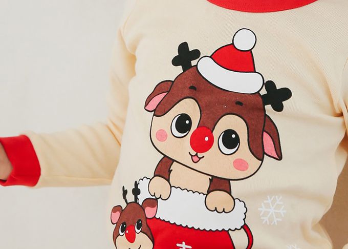 正韓 Puco - 超優質嬰幼兒/兒童長袖100% 有機純棉家居服/睡衣-聖誕麋鹿