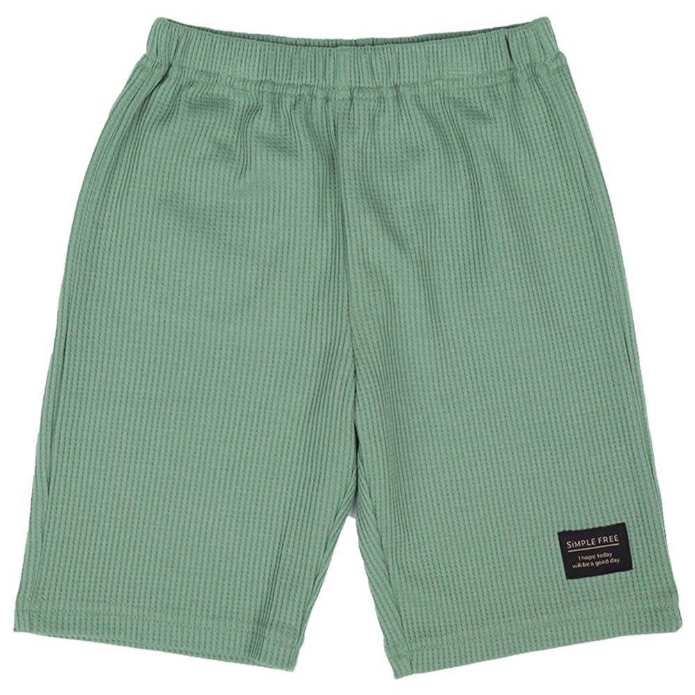 短褲-華夫格-綠色