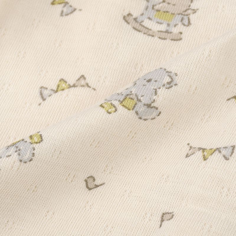 akachan honpo - 長袖前開式包屁衣-鬆軟棉-淺卡其色