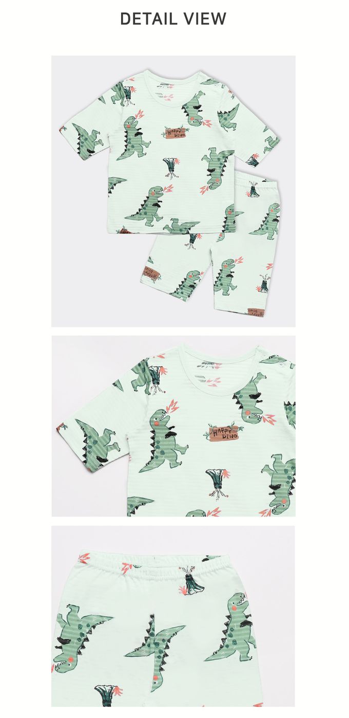 韓國 Mellisse - 韓製輕薄透氣7分袖家居服(無螢光棉)-噴火恐龍