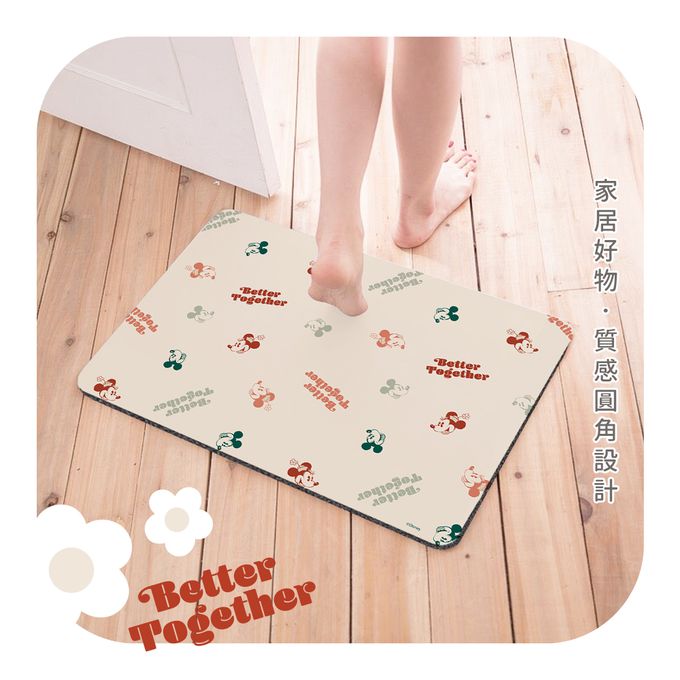 收納王妃 - 迪士尼 Disney 普普花系列【印花米妮】軟式珪藻土吸水地墊 腳踏墊 吸水墊60X40X0.5cm