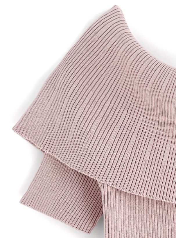 日本 GRL - 一字領羅紋顯瘦短袖上衣-白 (F)